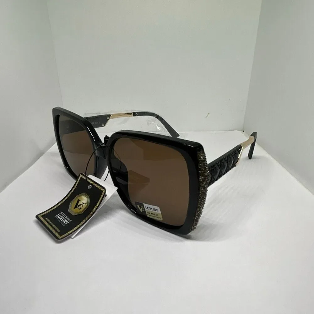 VG Bling Designer Luxury Oversized Square Sunglasses NWT UV400 Protection